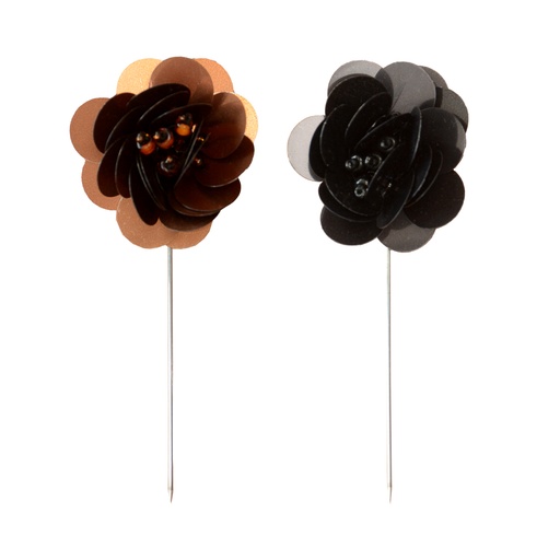Flower Shape With Crystals Lapel Pin