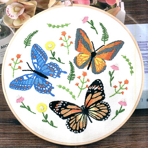 [N1109 MULTI] Colorful Butterflies Flying Embroidery Kit
