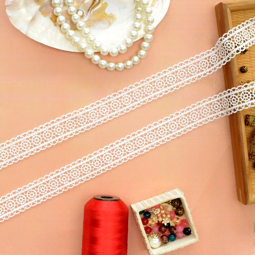 [83788-2X WHITE] Double Side Border Shuttle Lace