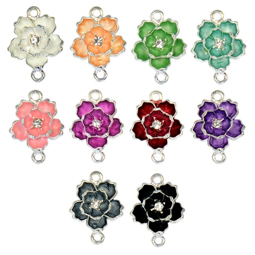 Silver Base Rose Flower Shape Fancy  Button