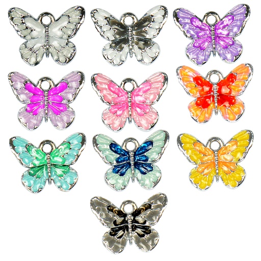 Silver Base Enamel Coated Butterfly Hanging