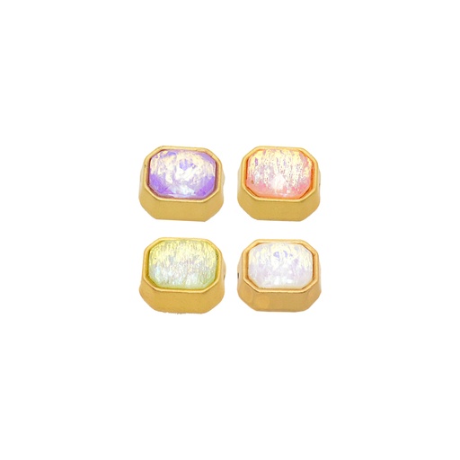 Pastel Gold Square Button with Iridescent Crystal Centre