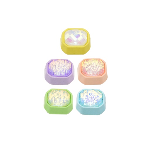 Pastel Matte Square Button with Iridescent Crystal Centre