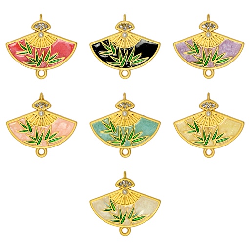 Enamel Coated Hand Fan Pendant