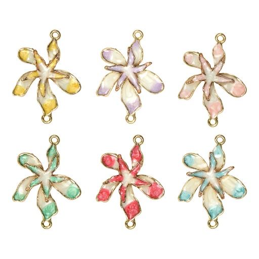 Enamel Coated Double Flower Pendant