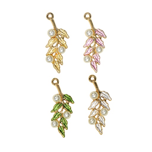 Metal Leaf On Twig Pearl Hanging
