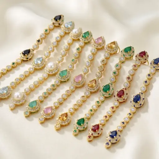 Gold Base Fancy Kundan Button Patti