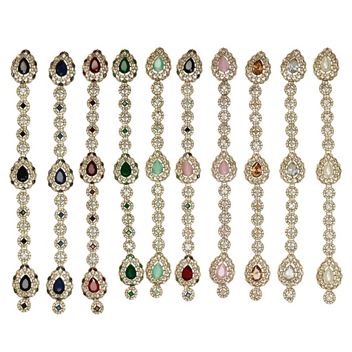 Gold Base Fancy Kundan Button Patti