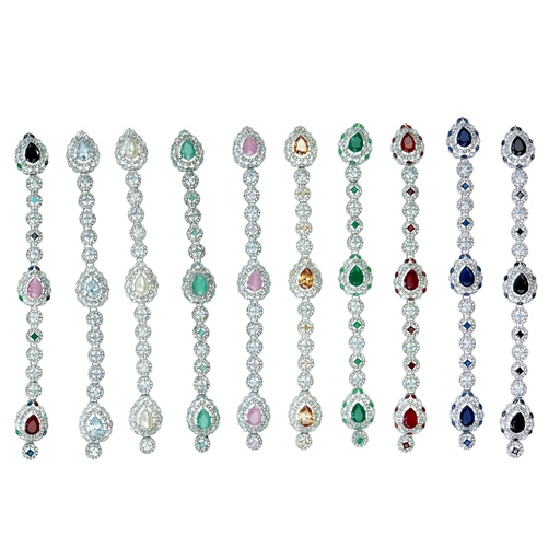 Silver Base Fancy Kundan Button Patti