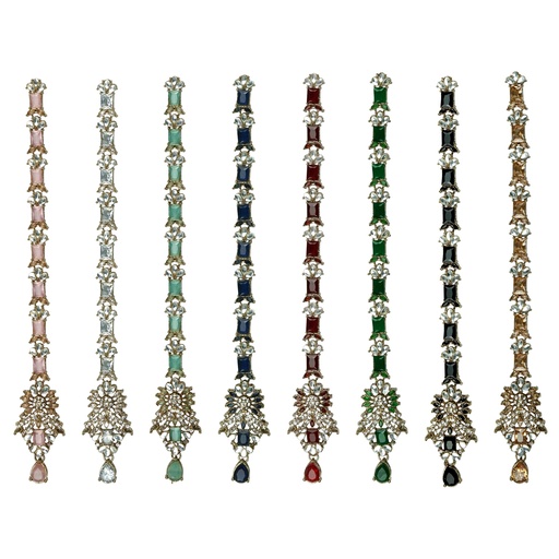 Gold Base Fancy Kundan Button Patti