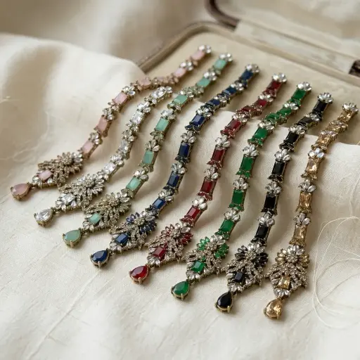Gold Base Fancy Kundan Button Patti