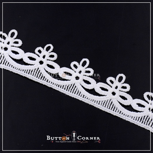 [AL868-WHITE] One Side Border Shuttle Lace