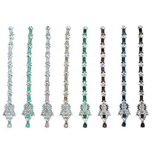 Silver Base Fancy Kundan Button Patti