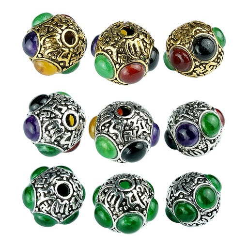 Six Character Gemstone Metal Ball