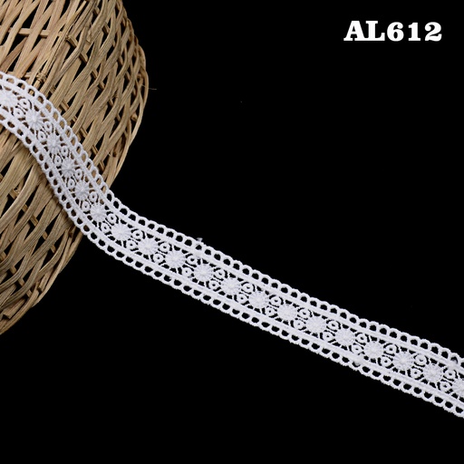 [AL612-WHITE] Double Side Border Shuttle Lace