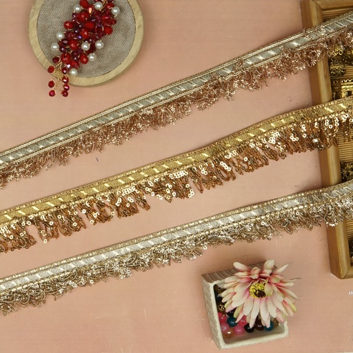 Fancy Metallic Yarn Sequence Hanging Lace