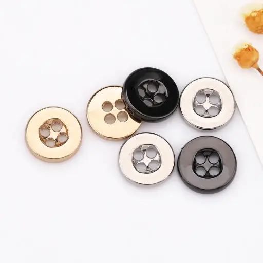 Flat Border 4-Hole Metal Shirt Button
