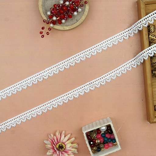 [A6260 WHITE] One Side Border Shuttle Lace