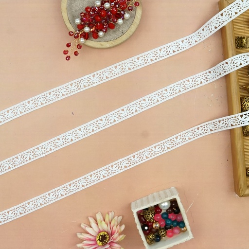 [A6690/A5690 WHITE] Double Side Border Shuttle Lace