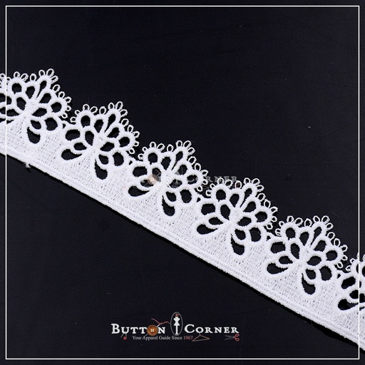[AL869-WHITE] One Side Border Shuttle Lace