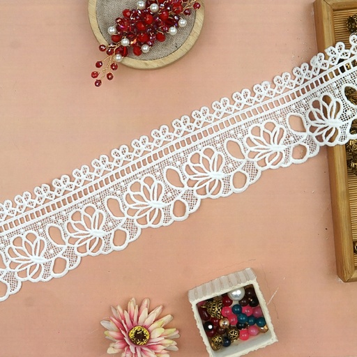 [AL2056 WHITE] One Side Border Shuttle Lace
