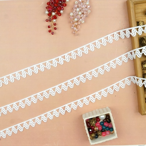 [130018-8/B0018-8 WHT] One Side Border Shuttle Lace