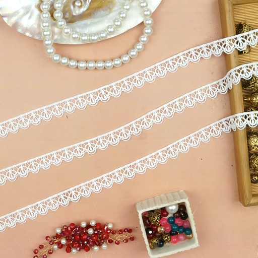 [T0007-8 WHITE] One Side Border Shuttle Lace