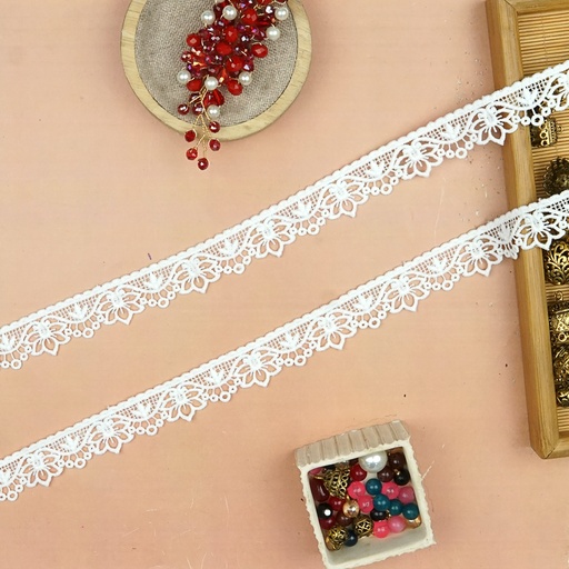 [A10025 WHITE] One Side Border Shuttle Lace