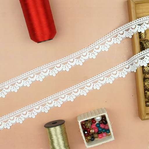 [A10020 WHITE] One Side Border Shuttle Lace
