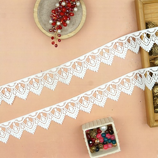 [A10045-8/10048-8 WHITE] One Side Border Shuttle Lace