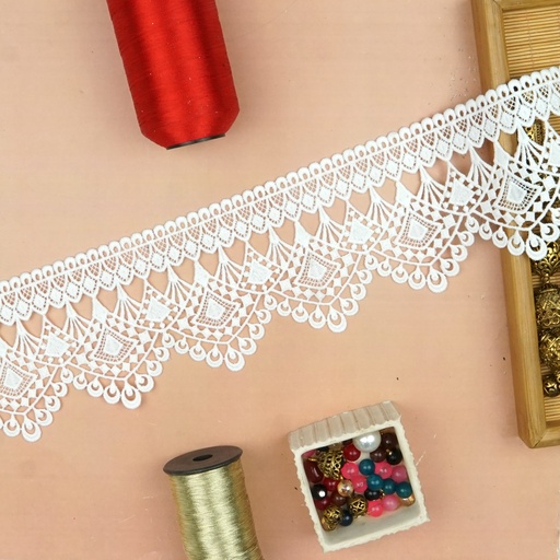 [A10026 WHITE] One Side Border Shuttle Lace