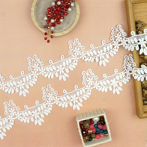 [17541-6 WHITE] Applique Shuttle Lace