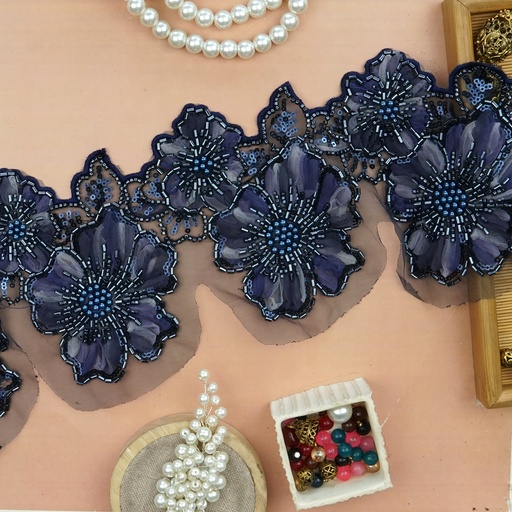 Fancy Glass Beads Sequence Lace