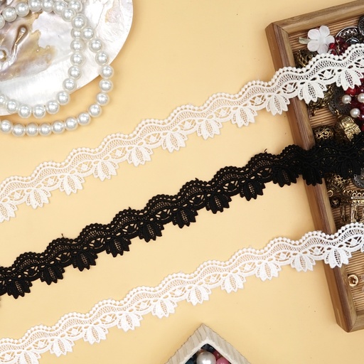 Flower Design Shuttle Lace with Wave Border