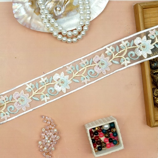 [OL106 MULTI] Double Side Border Organza Lace