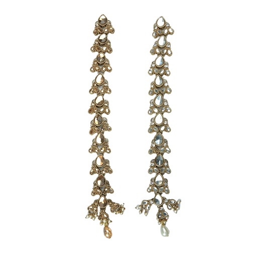 Gold Base Fancy Kundan Button Patti