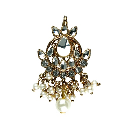 [FA708 CRYSTAL WHT] Jhumki Shape Fancy Kundan Button