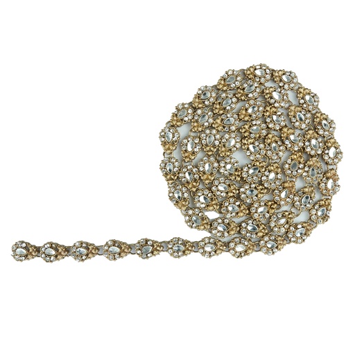 [FA705G CRYSTAL WHT] Gold Base Fancy Kundan lace