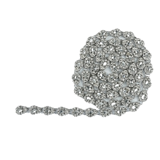 [FA705S CRYSTAL WHT] Silver Base Fancy Kundan Lace