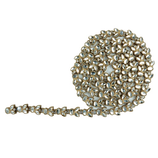 [FA706G CRYSTAL WHT] Gold Base Fancy Kundan Lace