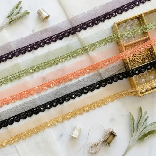 Fancy Glass Beads Sequence Lace