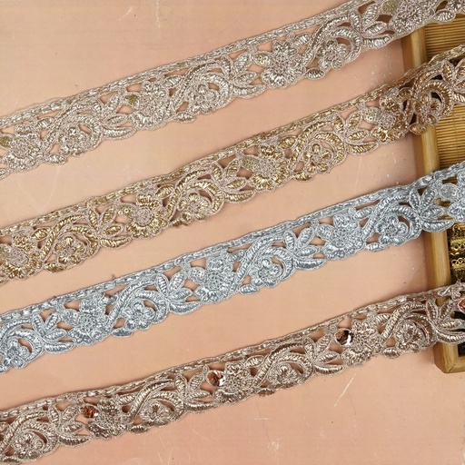 Fancy Metallic Yarn Sequence Lace