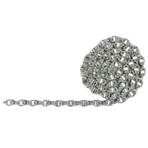 [FA709S CRYSTAL WHT] Silver Base Fancy Kundan Lace