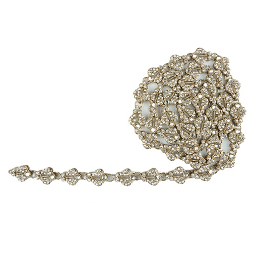 [FA711G CRYSTAL WHT] Gold Base Fancy Kundan Lace