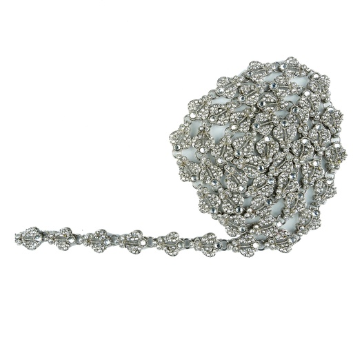 [FA711S CRYSTAL WHT] Silver Base Fancy Kundan Lace