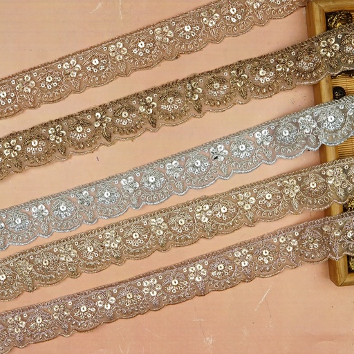 Fancy Metallic Yarn Sequence Lace