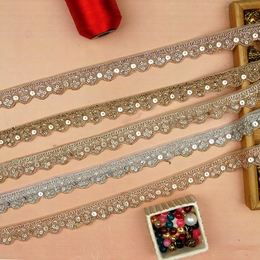 Fancy Metallic Yarn Sequence Lace
