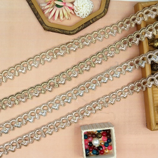 Fancy Metallic Yarn Sequence Lace