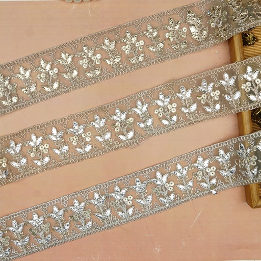 Fancy Metallic Yarn Sequence Lace