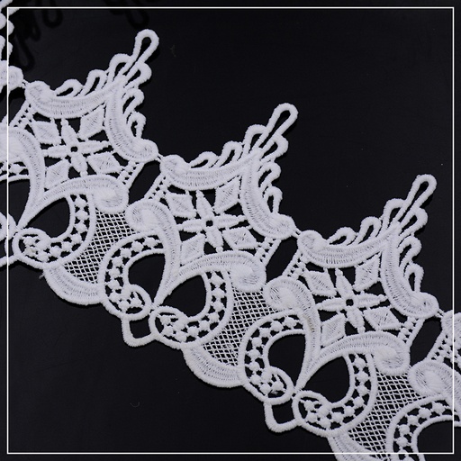 [AL867-WHITE] One Side Border Shuttle Lace